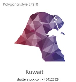 Kuwait map in geometric polygonal style.Abstract gems triangle,modern design background. Vector illustration EPS10