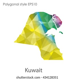 Kuwait map in geometric polygonal style.Abstract gems triangle,modern design background. Vector illustration EPS10