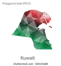 Kuwait map in geometric polygonal style.Abstract gems triangle,modern design background. Vector illustration EPS10