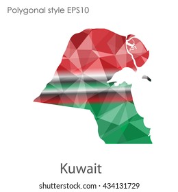 Kuwait map in geometric polygonal style.Abstract gems triangle,modern design background. Vector illustration EPS10