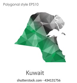 Kuwait map in geometric polygonal style.Abstract gems triangle,modern design background. Vector illustration EPS10