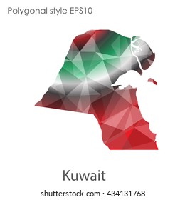 Kuwait map in geometric polygonal style.Abstract gems triangle,modern design background. Vector illustration EPS10