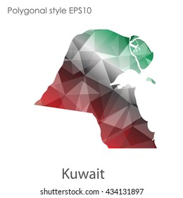 Kuwait map in geometric polygonal style.Abstract gems triangle,modern design background. Vector illustration EPS10