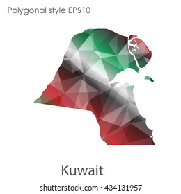 Kuwait map in geometric polygonal style.Abstract gems triangle,modern design background. Vector illustration EPS10