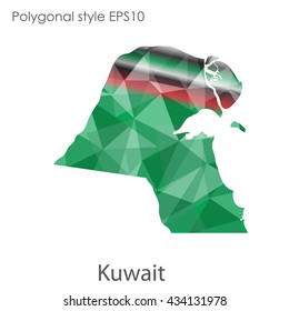 Kuwait map in geometric polygonal style.Abstract gems triangle,modern design background. Vector illustration EPS10
