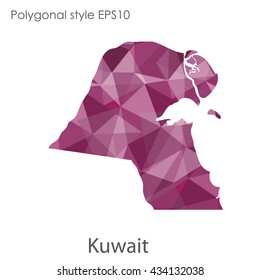 Kuwait map in geometric polygonal style.Abstract gems triangle,modern design background. Vector illustration EPS10