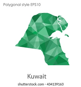 Kuwait map in geometric polygonal style.Abstract gems triangle,modern design background. Vector illustration EPS10