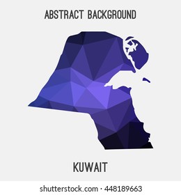 Kuwait map in geometric polygonal,mosaic style.Abstract tessellation,modern design background. Vector illustration EPS8