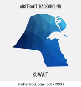 Kuwait map in geometric polygonal,mosaic style.Abstract tessellation,modern design background,low poly. Vector illustration.