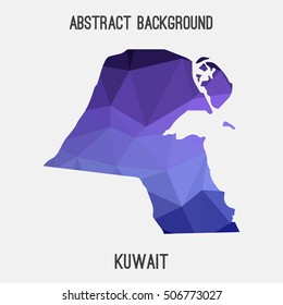 Kuwait map in geometric polygonal,mosaic style.Abstract tessellation,modern design background,low poly. Vector illustration.