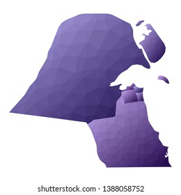 Kuwait map. Geometric style country outline. Trending violet vector illustration.