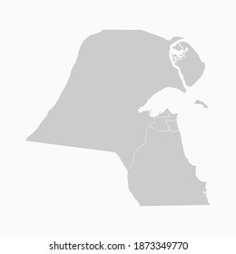 Kuwait Map Gray Color. Geographic Isolated Gray Vector Country Border Map Of Kuwait. Vector Illustration