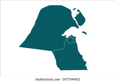 Kuwait Map Green Color on White Backgound