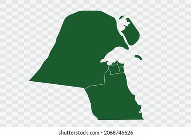 Kuwait Map Green Color on Background