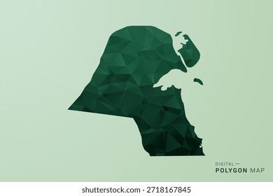 Mapa de Kuwait - Ilustración vectorial de estilo de polígono verde, diseño geométrico de bajo poli con silueta limpia sobre fondo verde suave.