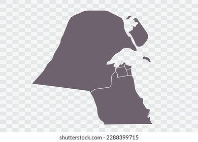 Kuwait Map Grey Color on White Background quality files Png