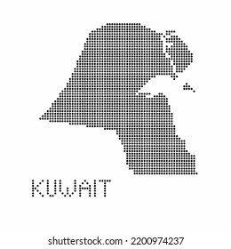 Kuwait map with grunge texture in dot style. Abstract vector illustration of a country map with halftone effect for infographic. 