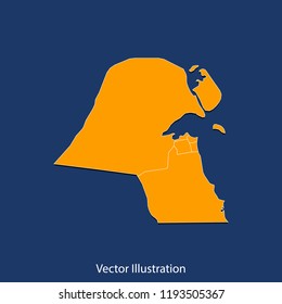 Kuwait map - High detailed color map of Kuwait. flat design style, clean and modern.Vector illustration eps 10