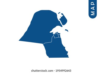 Mapa de Kuwait Alto detalle sobre fondo blanco. Resumen de la ilustración vectorial de diseño eps 10