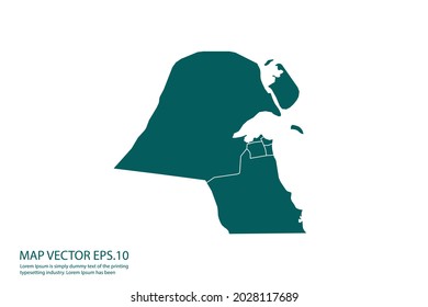 Mapa de Kuwait Alto detalle sobre fondo blanco. Resumen de la ilustración vectorial de diseño eps 10