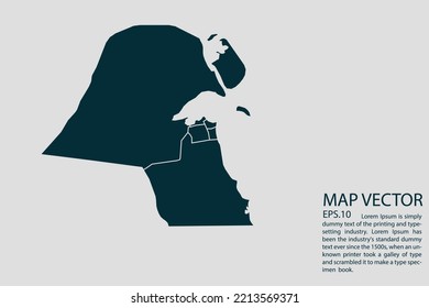 Kuwait map High Detailed on white background. Abstract design vector illustration eps 10