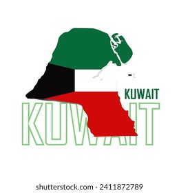 Kuwait map isolated on white background and Flag of Kuwait vector illustration design.