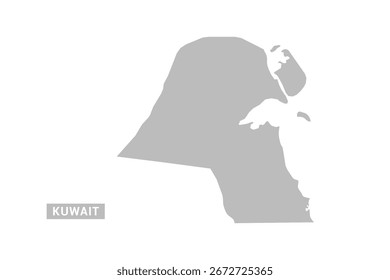 Mapa do Kuwait - Ilustração Mínima de Vetor Plano em Preto e Cinza, Isolado sobre Fundo Branco, Ideal para Infográficos, Uso Educacional, Relatórios e Apresentações.