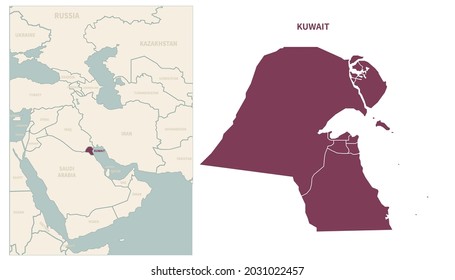 Kuwait map. map of Kuwait and neighboring countries.