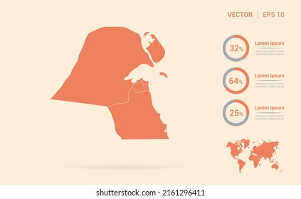 Kuwait map orange abstract infographic vector.