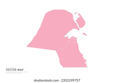 Kuwait Map - Pink abstract style isolated on white background for infographic, design vector.