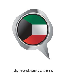 Kuwait map pointer vector button with flag isolated on white back ground