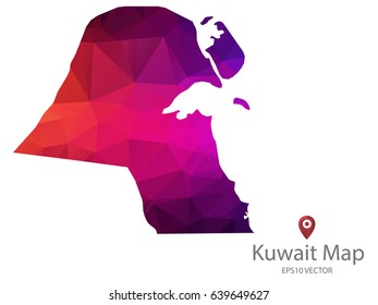 kuwait map polygon colorful vector illustrator eps10
