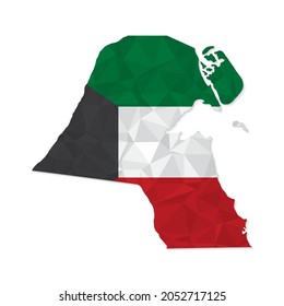 Mapa de Kuwait de estilo poligonal sobre fondo blanco. Ilustración vectorial eps 10.
