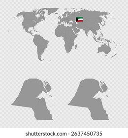 Kuwait Map Set with World Location.