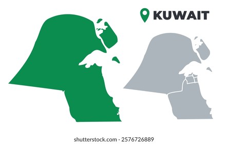 Kuwait map simple flat outline vector set