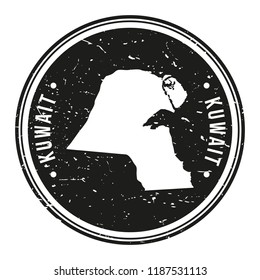 Kuwait Map Symbol. Round Design Stamp Travel and Business Vector.