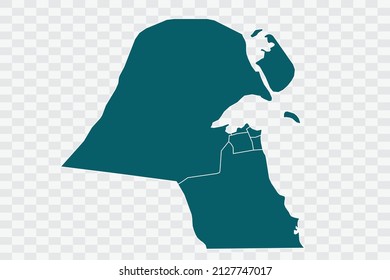 Kuwait Map Teal Green Color on Backgound png