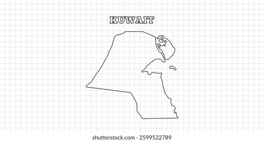 Kuwait map travel with outline simple drawing version Illustration