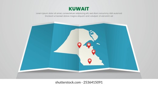 kuwait map travel with pin tag location design Illustration