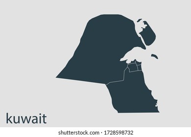 kuwait map vector, Abstract design vector illustration Eps 10. Navy color.High Detailed on white background.