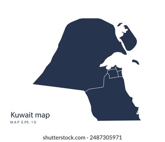 Kuwait map vector, Abstract design vector illustration Eps 10. Navy color.High Detailed on white background.