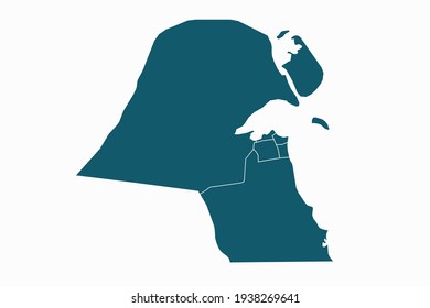 Kuwait map vector. blue color on white background.