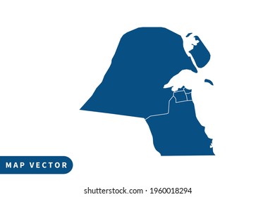 Kuwait map vector, blue color . on white background. vector eps 10.