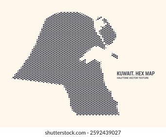 Kuwait Map Vector Hexagonal Halftone Pattern Isolate On Light Background. Hex Texture in the Form of a Map of Kuwait. Modern Technological Contour Map of Kuwait for Design or Business Projects