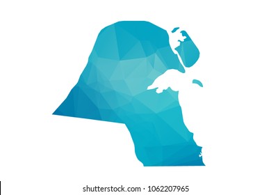Kuwait map vector illustration in polygonal style,Low poly design on white background