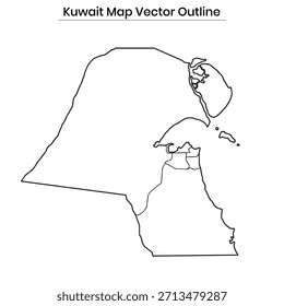 Kuwait Map Vector Outline Country Border