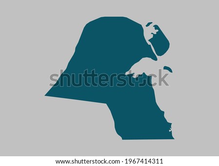 Kuwait map vector,Not isolated ocean blue color on gray background