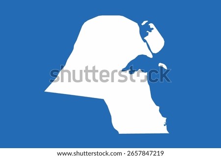 Kuwait map white color. icon map on blue sky background.