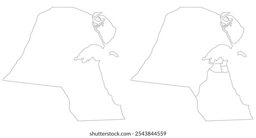 Kuwait map. Map of Kuwait in white set