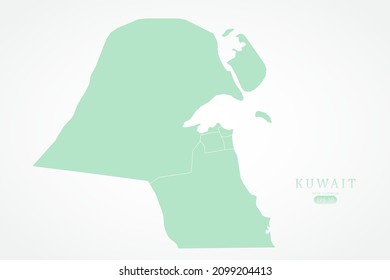 Kuwait Map - World Map International vector template with High detailed including green color and white outline isolated on white background - Vector illustration eps 10